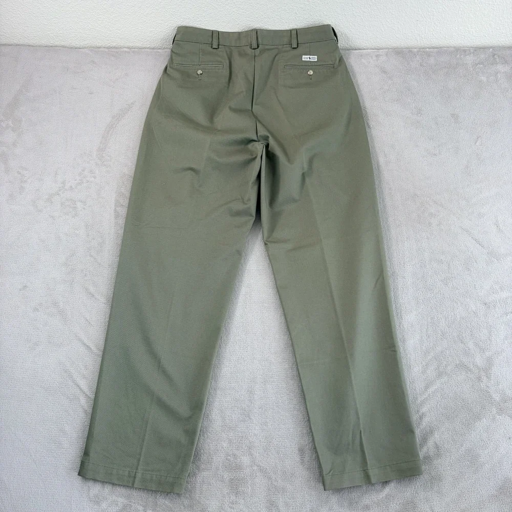 Vintage Polo Ralph Lauren Double Pleated Classic Chino Pants in Olive Men 35x32